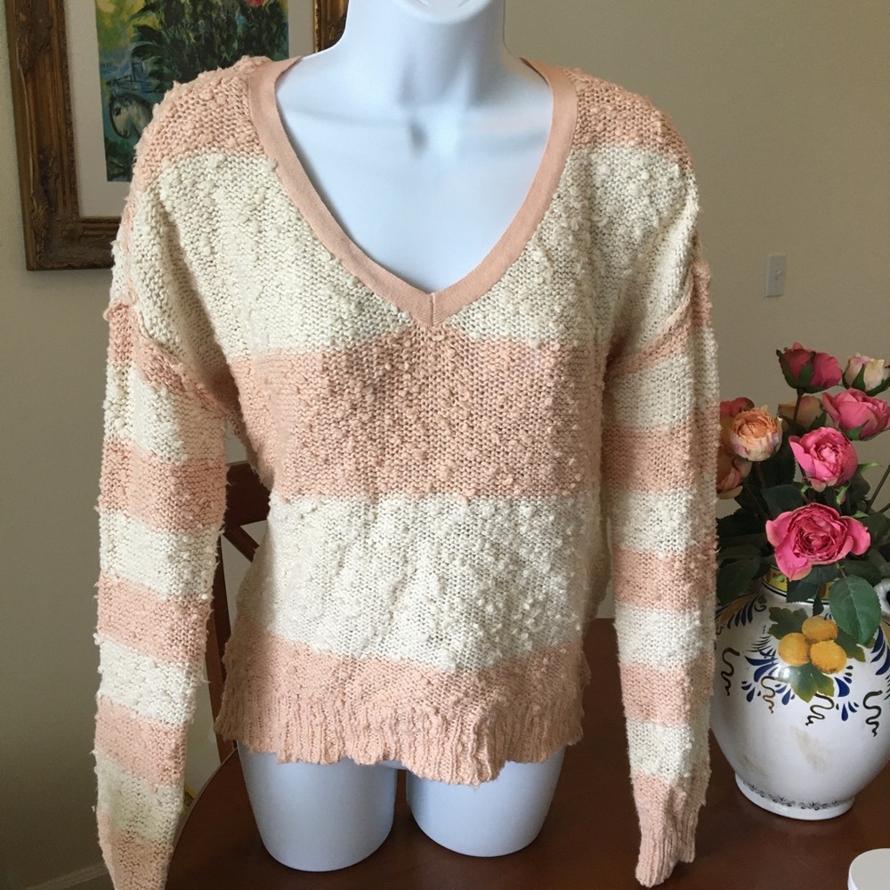 NWOT Peach and Cream Popcorn Sweater